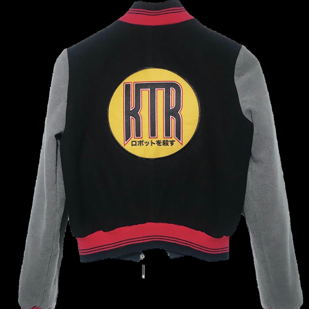 Varsity vintage grey and black jacket